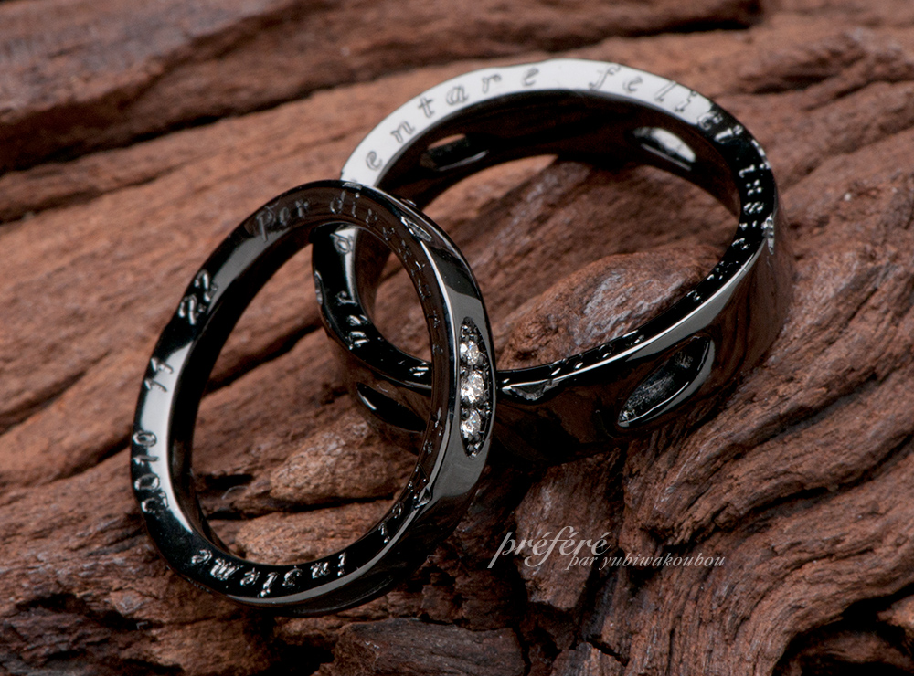ブラックリング 結婚指輪オーダー,側面デザイン 結婚指輪オーダー