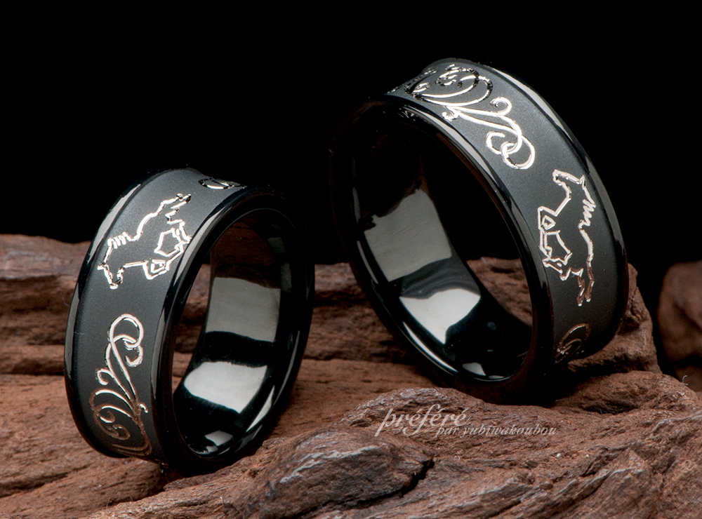 馬モチーフ 結婚指輪オーダー,ブラックリング 結婚指輪オーダー