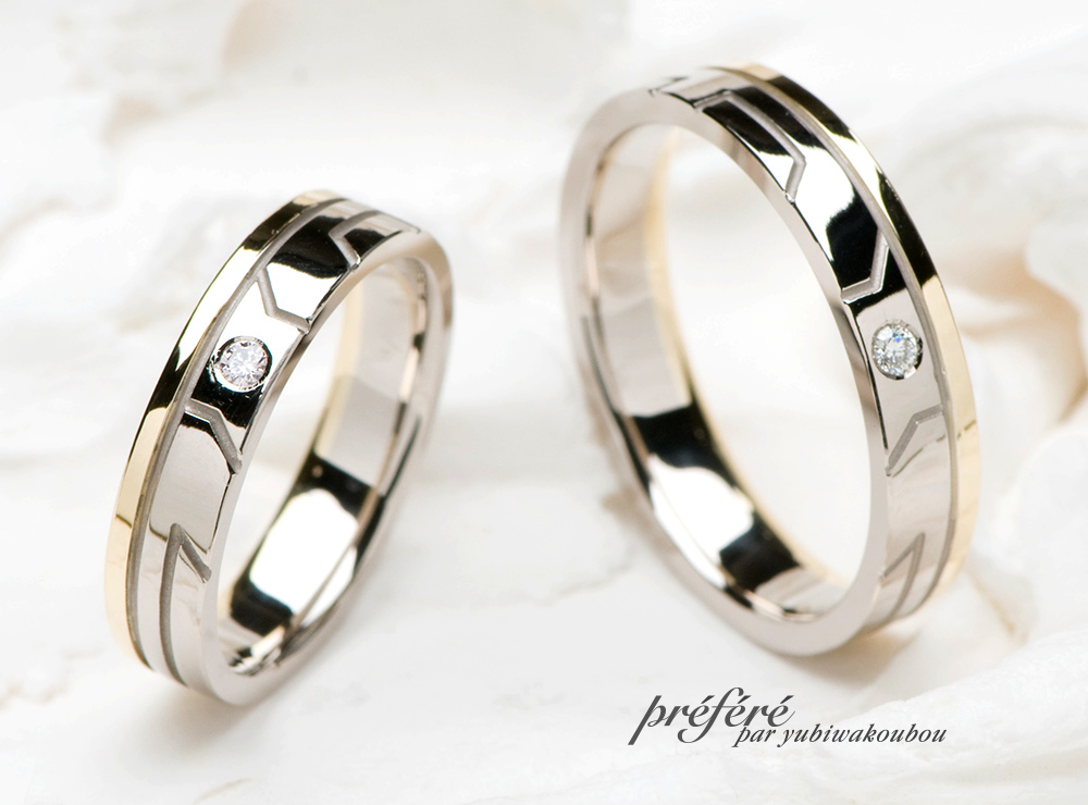 結婚指輪のデザインはイニシャルモチーフでオーダーメイド