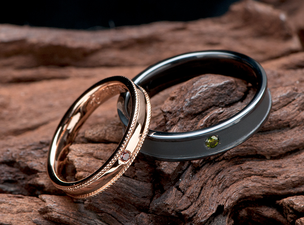 ピンクゴールド 結婚指輪オーダー,ミル 結婚指輪オーダー,ブラックリング 結婚指輪オーダー