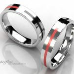 赤と黒カラーを入れた結婚指輪のオーダーメイド