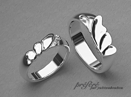 蝶蝶モチーフのペア結婚指輪はオーダーメイド