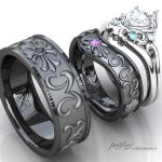 ブラックリングの結婚指輪と婚約指輪のセットリング