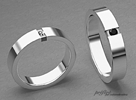 シンプルで控えめにブラックダイヤをお留めする結婚指輪のオーダーメイド
