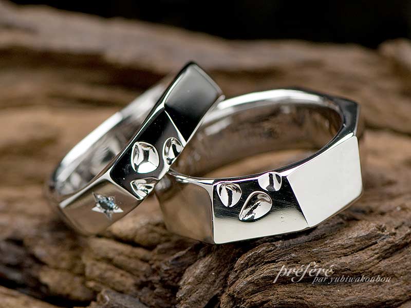 台形デザインのペア結婚指輪
