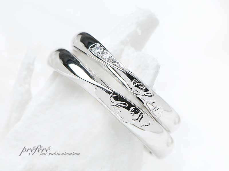 シークレットデザインのフルオーダー結婚指輪