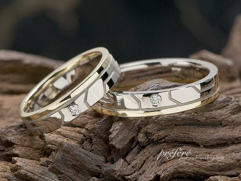 コンビ素材を使ったフルオーダーの結婚指輪