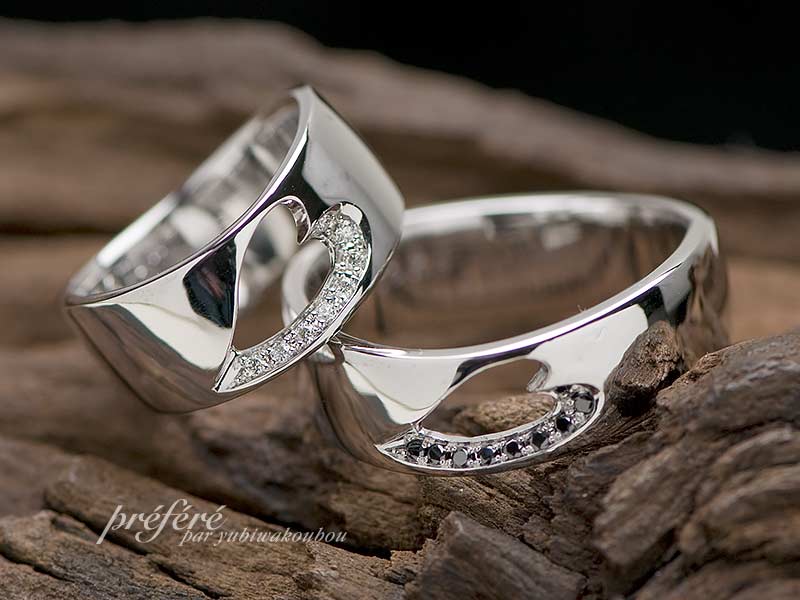 ハートをくりぬいたペアの結婚指輪はオーダーメイド