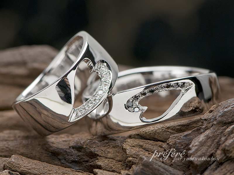 ハートをくりぬいたペアの結婚指輪はフルオーダー