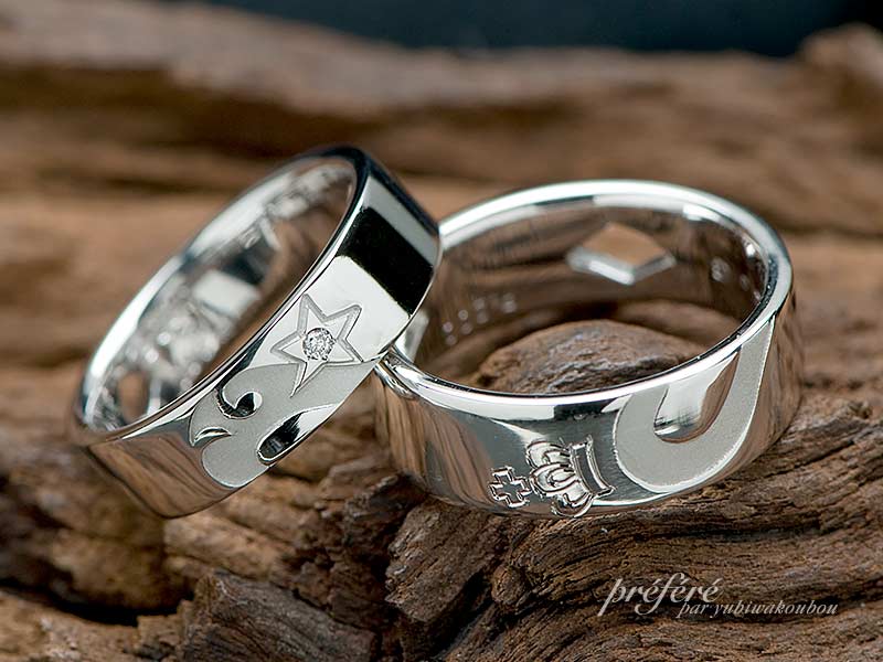 合わせるとハートになるペアデザインの結婚指輪はオーダー