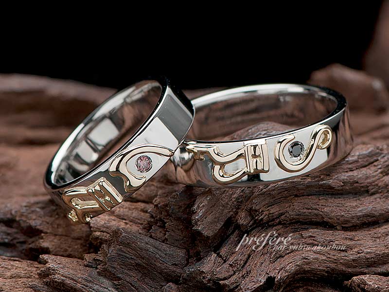 ティアラのハートをモチーフにしたコンビ素材のオーダー結婚指輪