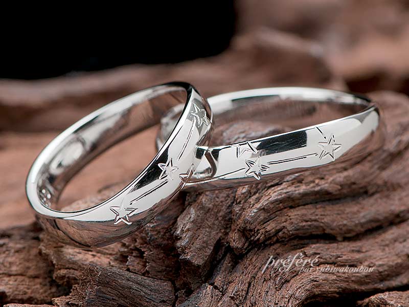 重ねるとオリオン座になるペアデザインの結婚指輪はオーダーメイド