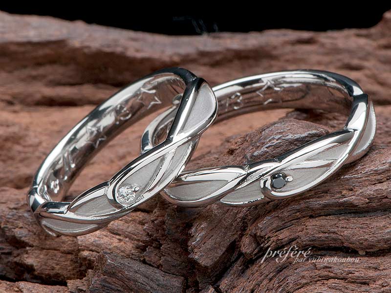 リングを合わせるとハートになるペアデザインのオーダー結婚指輪