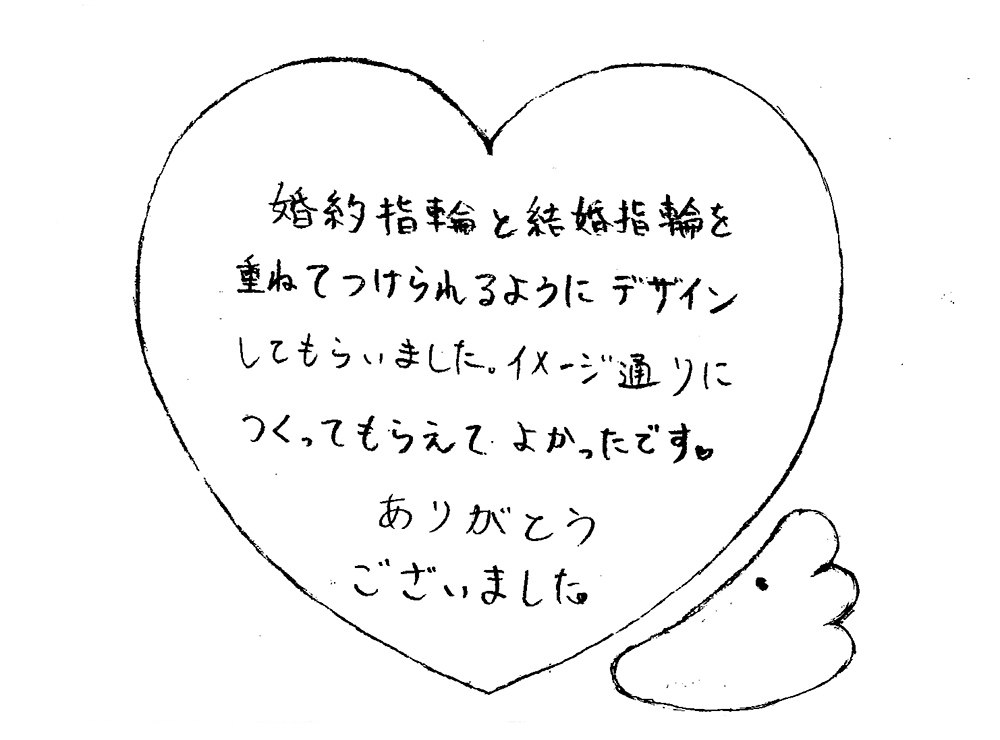 婚約指輪と結婚指輪をお作り頂いたお客様からのコメント