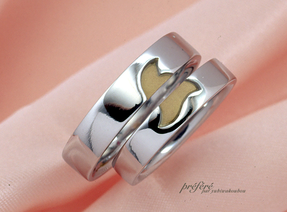 2本合わせてのデザインでオーダーメイドの結婚指輪