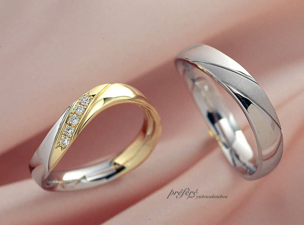 ひねりウデの優しい結婚指輪は、オーダーで出来ました。