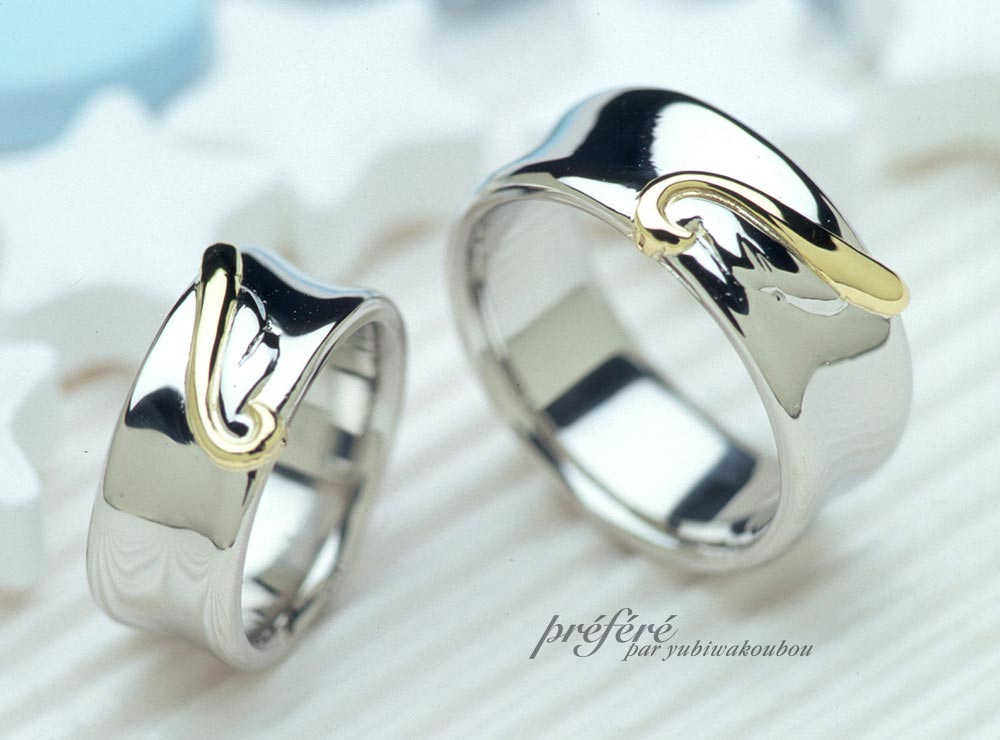 結婚指輪は、オーダーメイドで天使の羽
