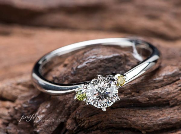 ひまわりカットのダイヤモンドを婚約指輪にリフォーム