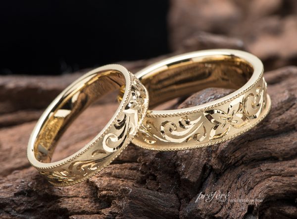 ハワイアンジュエリー調デザインの結婚指輪
