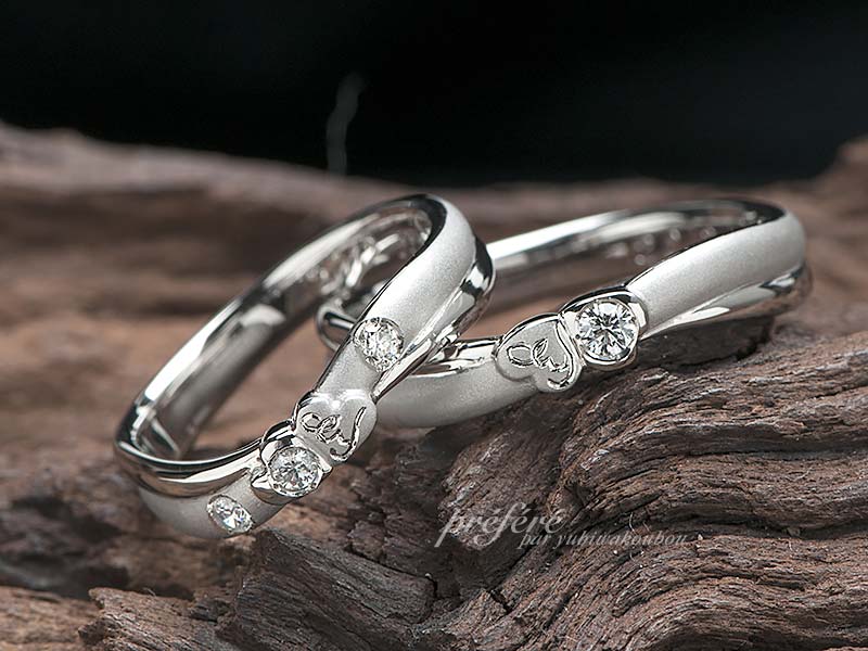 オリジナルなペアリングのオーダーメイド結婚指輪（マリッジリング