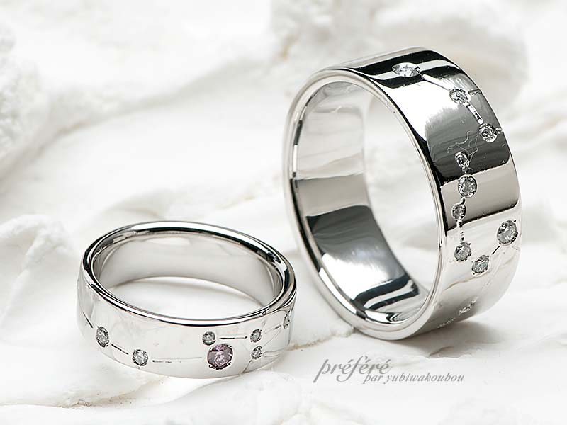 かに座としし座モチーフ結婚指輪のオーダーメイド｜結婚指輪・婚約指輪 