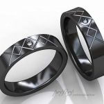 幾何学模様のブラックリングのオーダー結婚指輪をサプライズプレゼント
