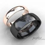 太陽モチーフの結婚指輪はブラックとピンクゴールドでオーダー