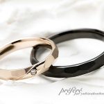 シンプルな槌目デザインでピンクゴールドの結婚指輪はオーダー