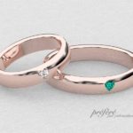 ハートダイヤを入れたピンクゴールドの結婚指輪はオーダーメイド