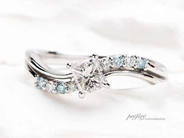 プリンセスカットの婚約指輪