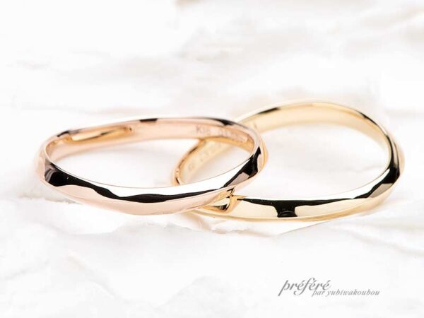 メビウスデザインでお創りしたカラーゴールドの結婚指輪