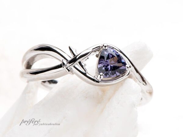 【フルオーダー】トリリアントカットダイヤを入れた婚約指輪
