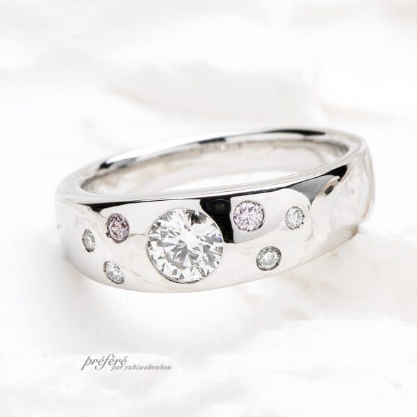 婚約指輪にダイヤを足してリフォームしたダイヤリング