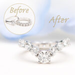 指を長く見せるV字デザインのプラチナ・フルエタニティリング